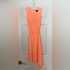 Peach Assymetrical Sleeveless Dress